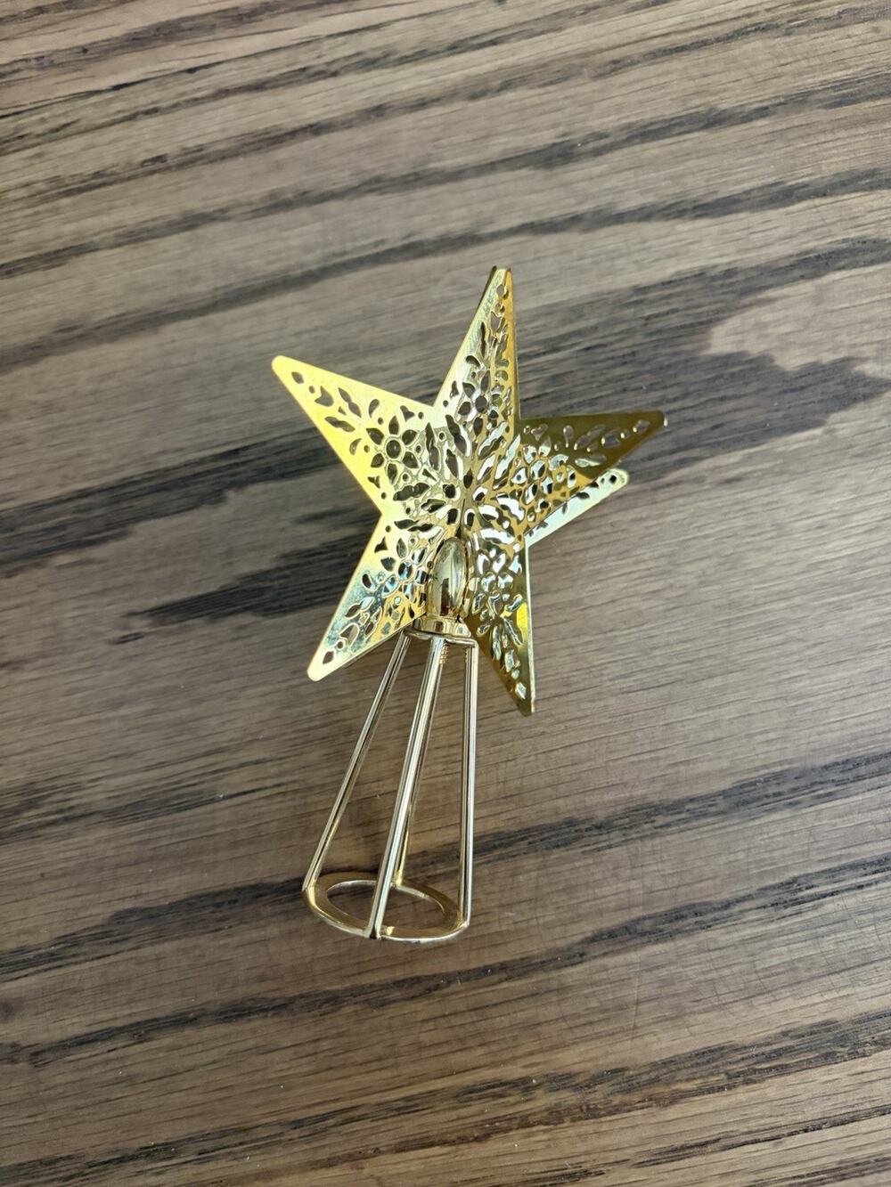 Vintage 1995 Hallmark Shining Star Dimensional Brass Mini Tree Topper 4"